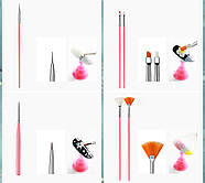 Набір пензлів для манікюру, педикюру, нарощування та дизайну нігтів - 15 штук - рожевий -, фото 8