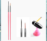 Набір пензлів для манікюру, педикюру, нарощування та дизайну нігтів - 15 штук - рожевий -, фото 9