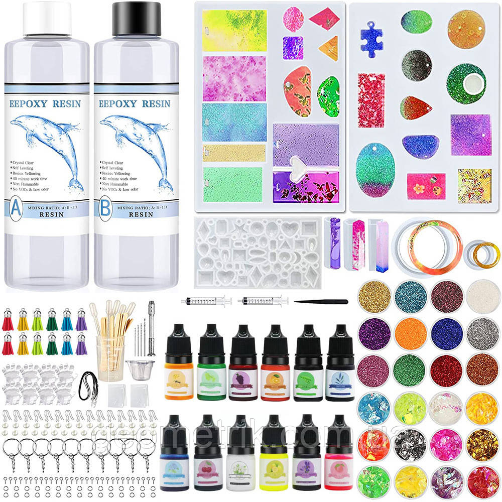 Великий набір 240-в-1 для виготовлення прикрас та біжутерії з епоксидної смоли, фото 1
