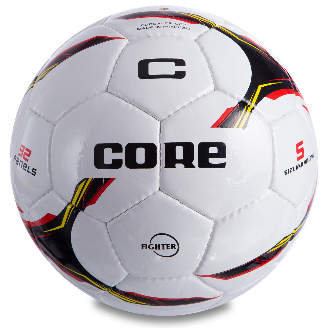 Мяч футбольный CORE SHINY FIGHTER CR-027 №5 PU белый-черный-красный, фото 1