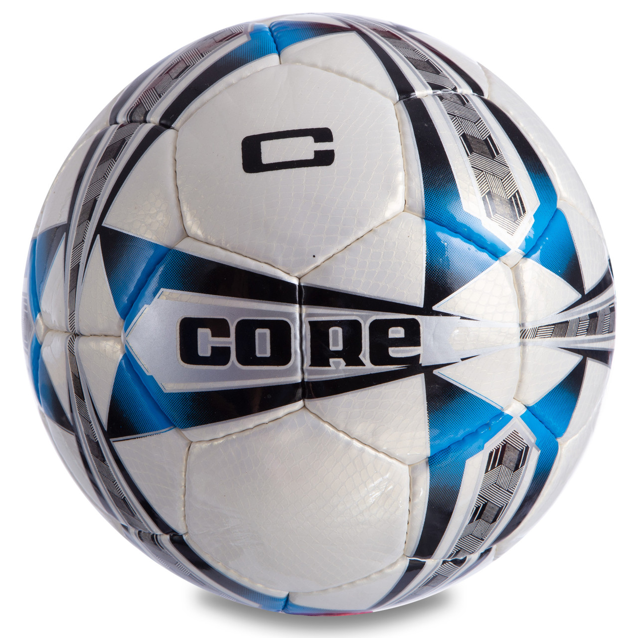 Мяч футбольный CORE 5 STAR CR-008 №5 PU белый-синий, фото 1