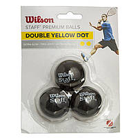 М'яч для сквошу WILSON STAFF DOUBLE YEL DOT WRT618100 3 шт чорний