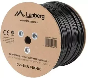 Кабель LANBERG LAN UTP CAT-5E зовнішній | 50 метрів (Lcu530Cu0305Bk)