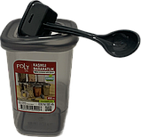 Ємність для спецій із ложечкою Peggi 450 мл сіра 12 х 8,5 х 8,5 см, фото 2