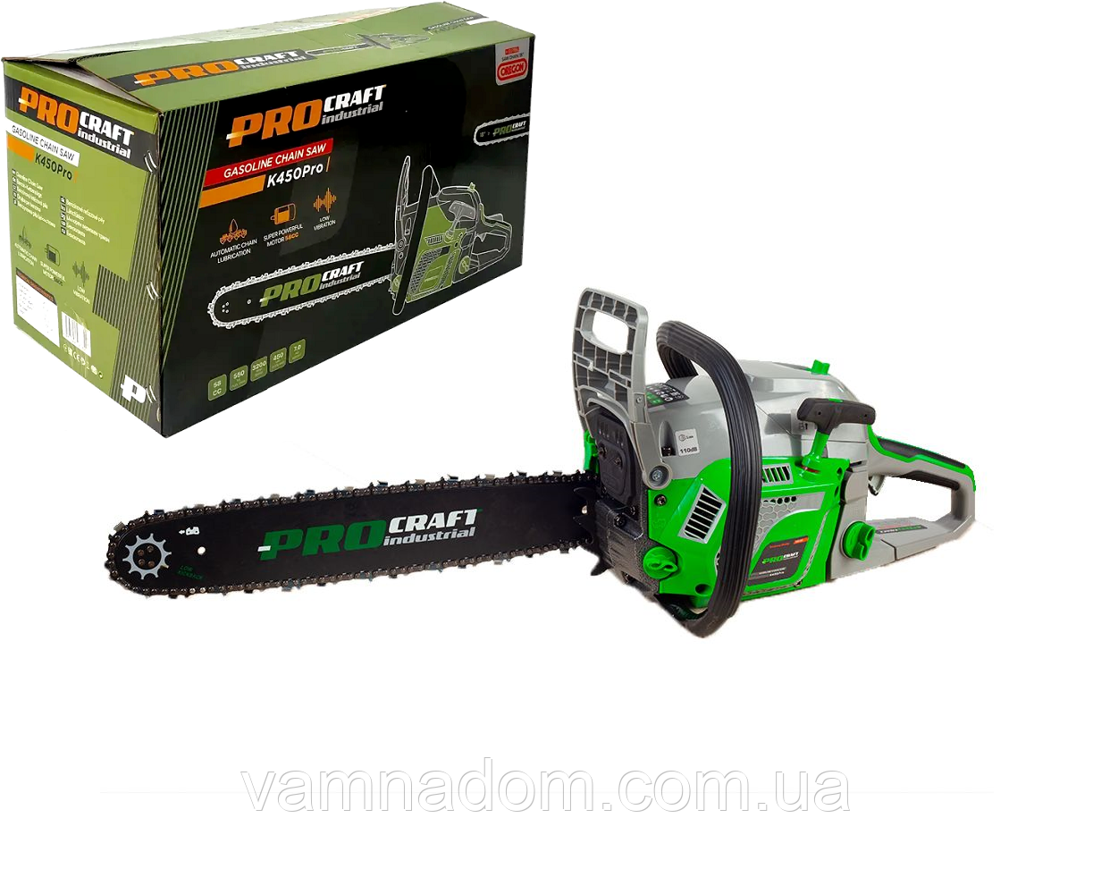 Бензопила ProCraft Industrial K450 PRO (Ланцюг Супер зуб Oregon+ланцюг ProCraft +шина 45 см), фото 1