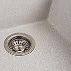 Мийка для кухні гранітна квадратна PLATINUM 4040 RUBA 440x440x200мм біла PLS-A40833, фото 6