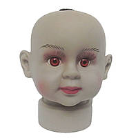 Манекен дитяча голова гумова сіра з макіяжем