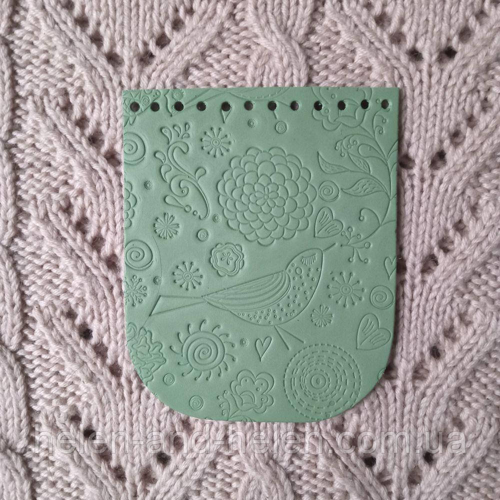 Клапан для міні сумки 12*15 "Пташки". Фісташка., фото 1