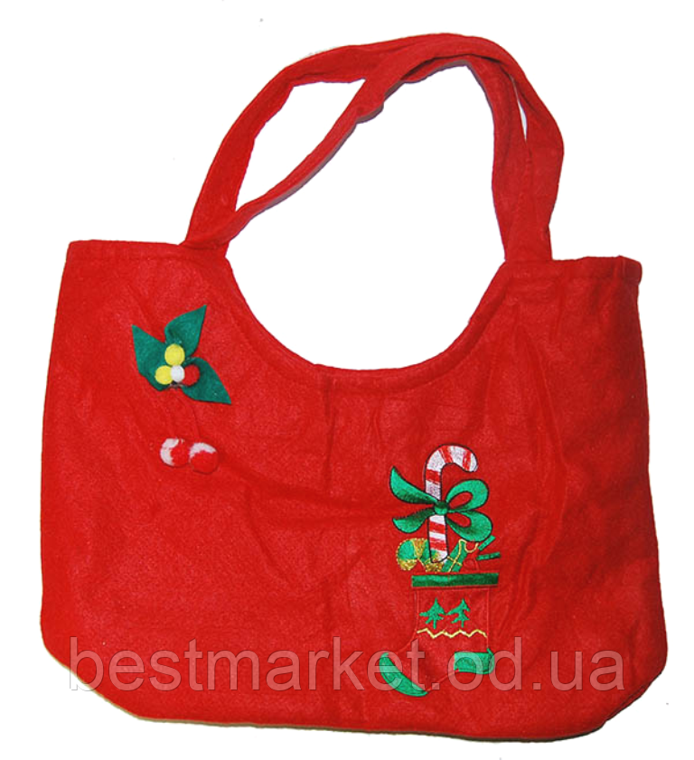 Новорічна Сумка для Подарунків Червона 25 см (MA-44)