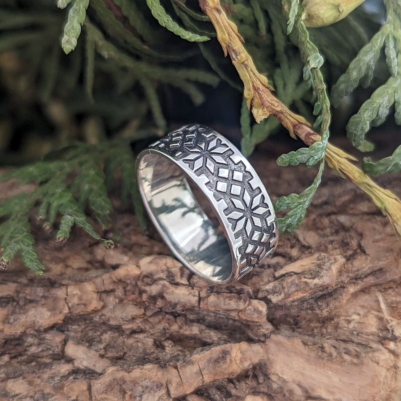 Вишиванка з орнаментом Алатир, срібло 925, золото 585/750, кільце Тип 2