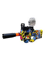 Игрушечный Детский Автомат Пистолет Пулемет Гель Бластер на Орбизах Автомат P90 + Глушитель + Оптика