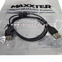 Кабель удлинитель USB Maxxter USB2.0 - 1,0метр UF-AM/AF-1M с ферритовым кольцом