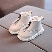 Дитячі білі черевики для дівчинки та хлопчика. Теплі черевички на зиму для малюків