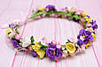 Вінок на голову / віночок для волосся з квітами Okl різнокольоровий 693, фото 3