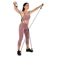 Еспандер трубчастий для фітнесу Ікс Zelart FI-6313 чорний-жовтий