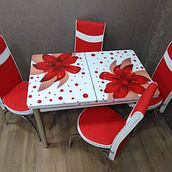 Комплект стіл і 4 стільці. Туреччина. Скляний стіл зі стільцями на кухню. Розмір столу 110*70