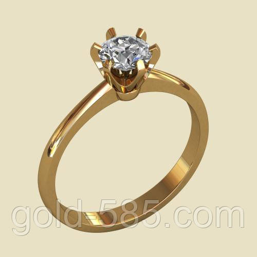 Красивое золотое помолвочное кольцо с крупным камнем