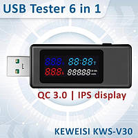 USB тестер тока напряжения емкости KEWEISI KWS-V30 QC3.0 / 4-30V / 195W / 6.5A