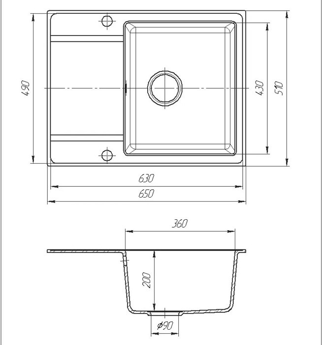 Терракотовая гранитная кухонная раковина 650х500х200 Romzha Jorum 701 - фото 7 - id-p466568921