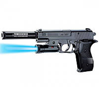 Детский игрушечный пистолет K2118-B+ с фонариком и глушителем стреляет пульками 6 мм