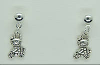 Сережки Liresmina Jewelry сережки-гвоздики (пусети) Котик Муркотик на велосепеді сріблястий