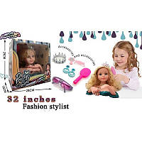 Кукла-Манекен для причесок и макияжа 3399 (24/2) очки, украшения, набор расчесок, в коробке