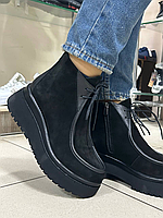 Демисезонные замшевые черные ботинки от производителя Allist shoes