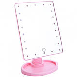 Дзеркало для макіяжу з підсвічуванням Large LED Mirror 22 LED Pink сенсорна регулювання Рожеве iC227, фото 3