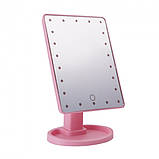 Дзеркало для макіяжу з підсвічуванням Large LED Mirror 22 LED Pink сенсорна регулювання Рожеве iC227, фото 5