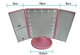 Дзеркало для макіяжу з LED підсвічуванням Superstar Magnifying Mirror 22 Pink Рожева iC227, фото 3