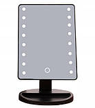 Настільне дзеркало для макіяжу з LED підсвічуванням 22 світлодіода Black Чорне iC227, фото 5