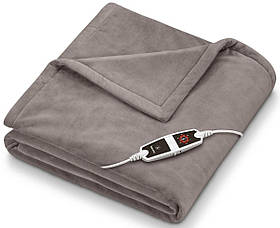 Beurer Електроковдра, від мережі, 200х150см, 150Вт, 6 режимів, фліс, сірий
