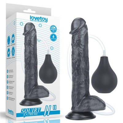 Фалоімітатор з розширюється з підкачкою на присоску чорний 11 Squirt Extreme Dildo Love&Life