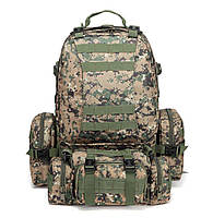 Тактический рюкзак на 55 л с подсумками 55х40х25 см B08 Зелёный джунгли iC227