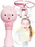 Генератор мильних бульбашок Bubble Toy баббл тієї бульбашкова машина з літаючим пропелером Рожевий iC227, фото 3
