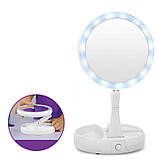 Складное дзеркало для макіяжу з Led підсвічуванням кругле My Fold Away Mirror White iC227, фото 3