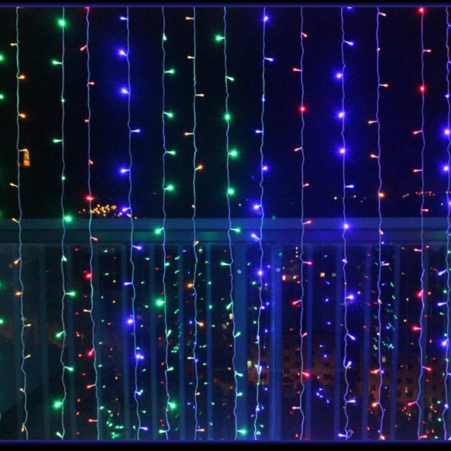 Гірлянда Xmas USB + пульт водоспад 2х3 м 200 Led M-9 Мульти на мідному дроті з з'єднувачем iC227, фото 1