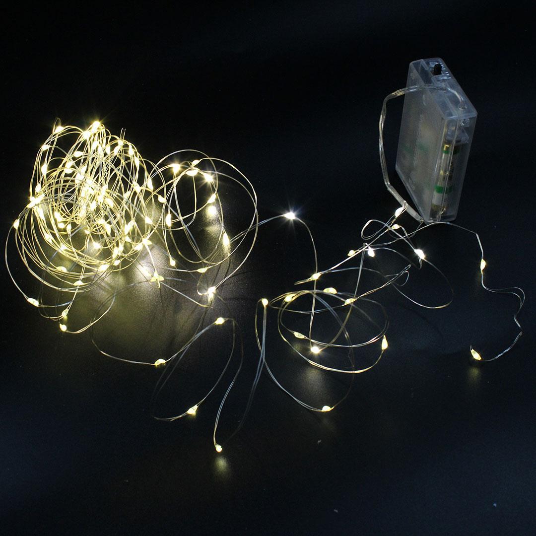 Світлодіодна гірлянда Xmas 200 Led WW Теплий білий Copper Battery box iC227, фото 1