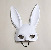 Маска ушки зайки. Белая пластикова маска с ушками зайчика. Универсальный размер.