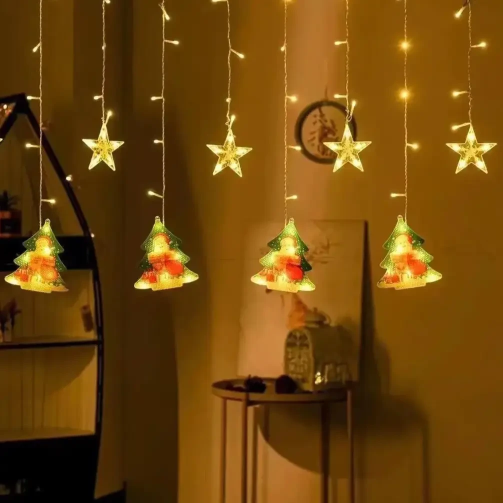 Гірлянда Штора ЗІРКА БІЛА 12PCS LIGHT STAR WITH з пультом iC227, фото 1