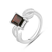 Женское кольцо серебряное с камнем натуральным гранатом бордового цвета и серебра 925 пробы размер 18 17", 17