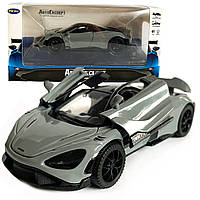 Іграшкова машинка металева McLaren 765LT, макларен, сіра, звук, світло, інерція, откр двері, капот, Автоексперт, 1:32,14*8*4см