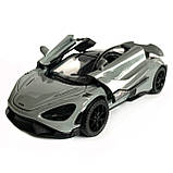 Іграшкова машинка металева McLaren 765LT, макларен, сіра, звук, світло, інерція, откр двері, капот, Автоексперт, 1:32,14*8*4см, фото 3