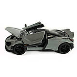 Іграшкова машинка металева McLaren 765LT, макларен, сіра, звук, світло, інерція, откр двері, капот, Автоексперт, 1:32,14*8*4см, фото 4