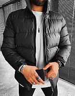 Денвер Мужская черная короткая стеганая куртка парка без капюшона зима/весна/осень. Мужское укороченное пальто
