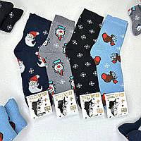 Махрові жіночі шкарпетки теплі ВіАтекс, Новорічний мікс, 39-40 р, 12 пар