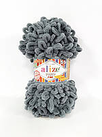 Пряжа Alize Puffy Fine 87 темно-сірий