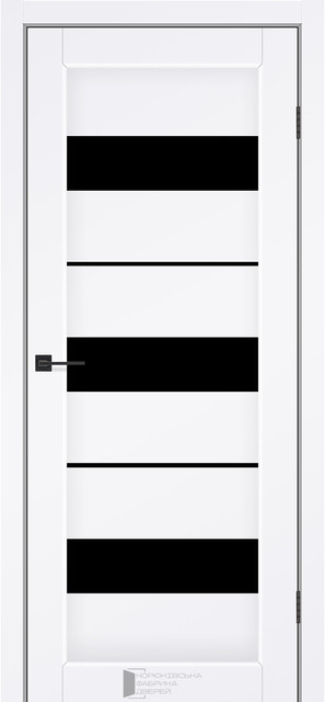 Двері міжкімнатні КФД/ KFD SECRET білий матовий з чорним склом, фото 1