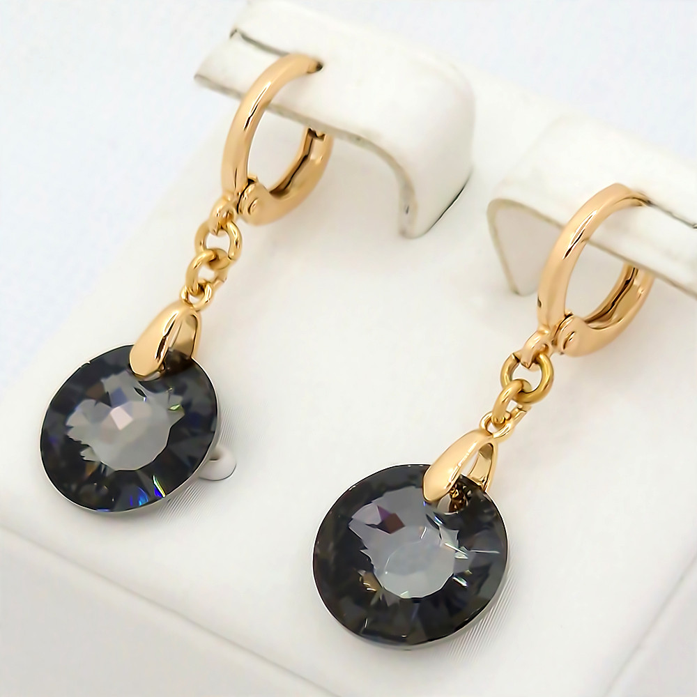 Сережки ХР. Позолота 18К. Камені: Swarovski. Довжина: 32 мм, ширина: 12 мм