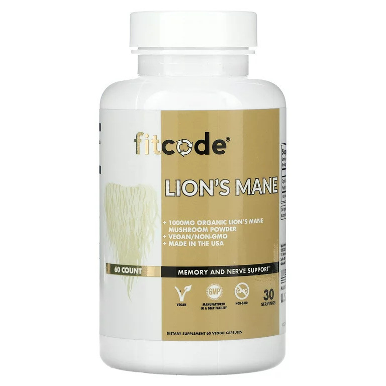 Їжовик гребінчастий FITCODE Lion's Mane 500 mg 60 Veggie Capsules